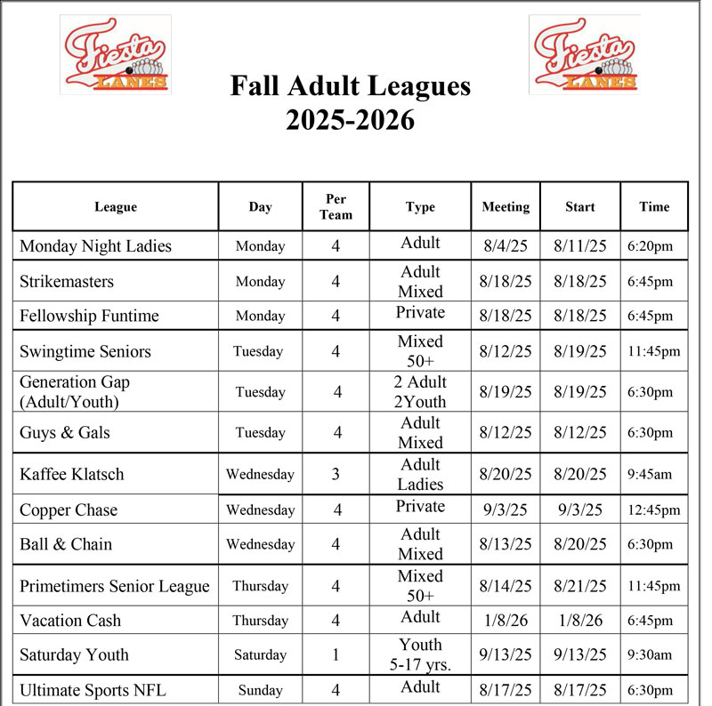 fall leagues